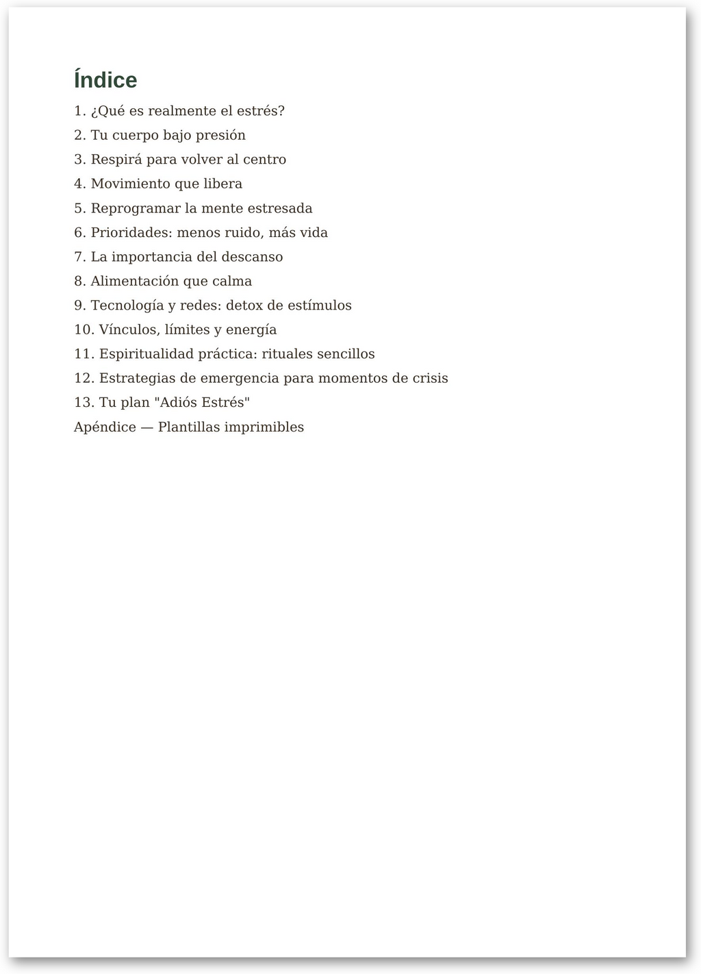 Adiós Estrés | Ebook Workbook Digital de Bienestar y Calma