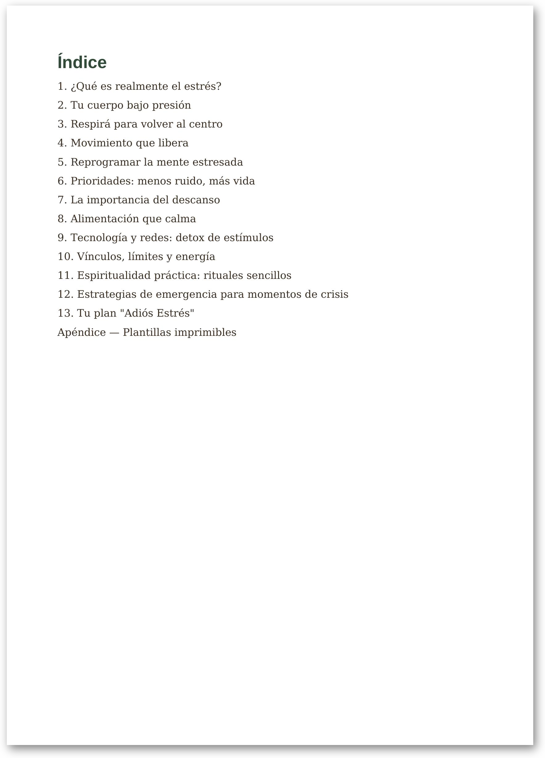 Adiós Estrés | Ebook Workbook Digital de Bienestar y Calma